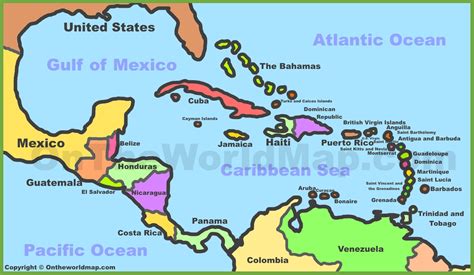 Political map of Caribbean - Ontheworldmap.com