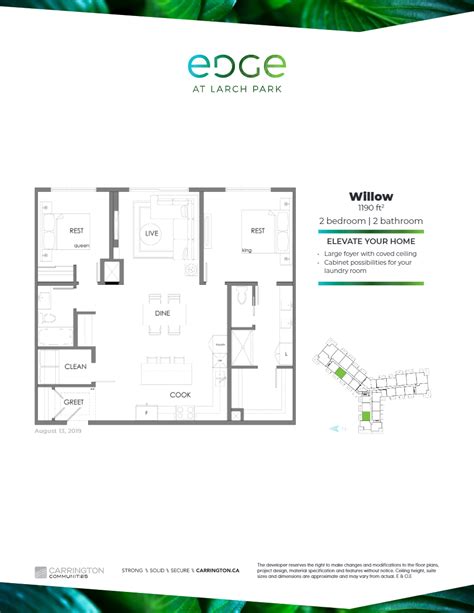 Edge at Larch Park Building 1 - Willow Floor Plan, Edmonton AB | Livabl