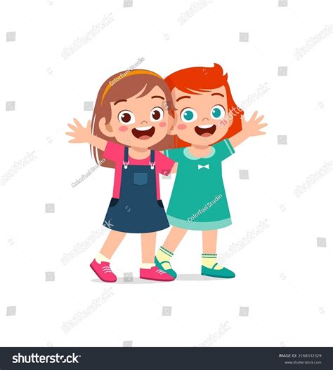 Little Kid Hug Best Friend Feel Stock Vector (Royalty Free) 2168332329 ...