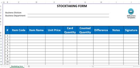 Stocktaking Template Excel | Templates at allbusinesstemplates.com