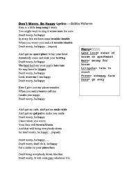 Don´t Worry, Be Happy Lyrics - ESL worksheet by millies