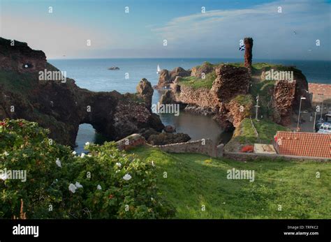 The ruins of Dunbar Castle on the Scottish east coast Stock Photo - Alamy