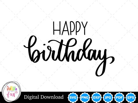 Cursive Script Happy Birthday Handwritten Vector Image Cut Files With ...