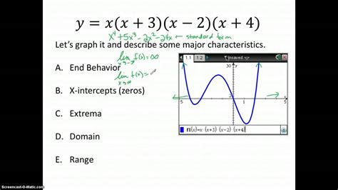 Polynomial Graphs Characteristics - YouTube