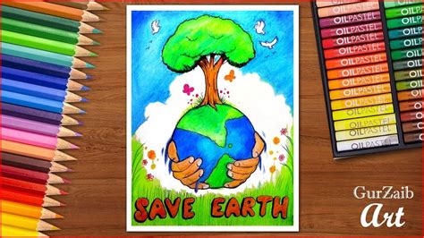 Healthy Environment Poster Drawing, Save Environment, Oil Pastel Art ...