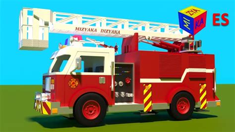 Juego de construcción: un camión de bomberos. Dibujos animados de ...