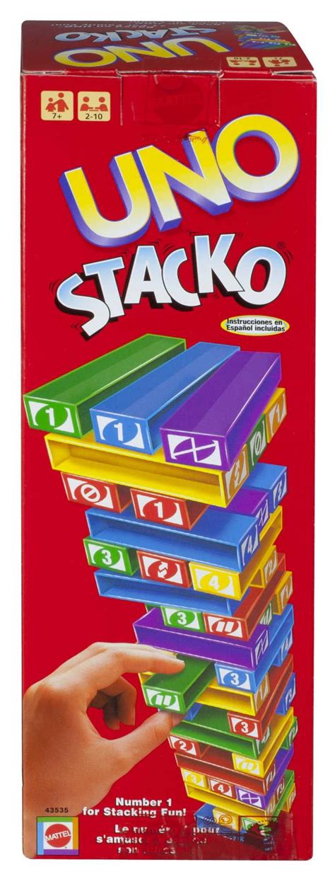 UNO Stacko Kids Game for Family Night, Matching and Stacking with 45 ...