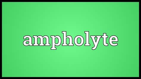 Ampholyte Meaning - YouTube