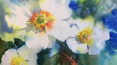 Negative Painting with Watercolor: White Blossoms | Watercolor flowers ...