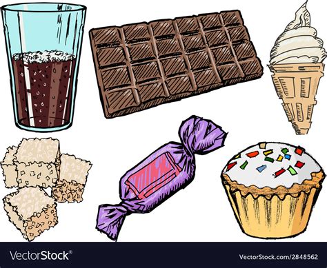 Sweet foods and drinks Royalty Free Vector Image