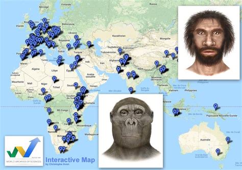 Fossils Hominoidea Interactive Map (World-HERC)