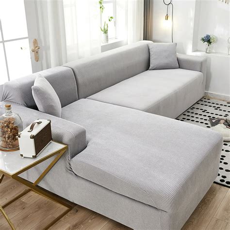 SAYFUT Sofa Covers for L Shape, Polyester Fabric Stretch Slipcovers 3 ...