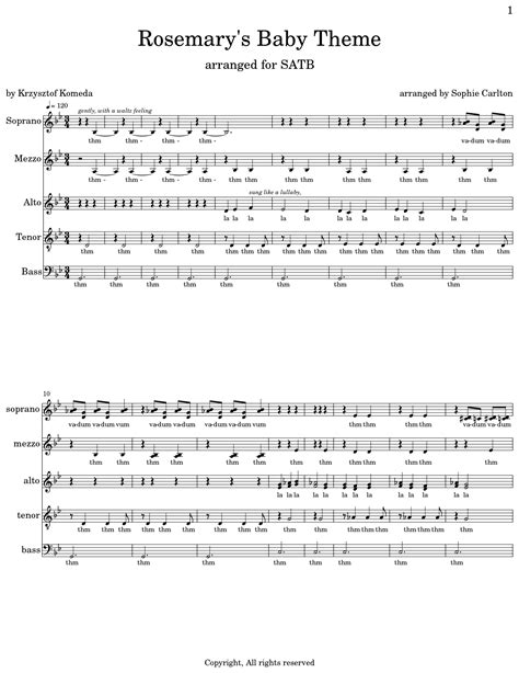 Rosemary's Baby Theme - Sheet music for Piano