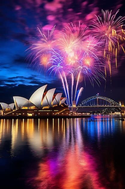 Premium AI Image | fireworks over sydney harbour bridge and sydney ...