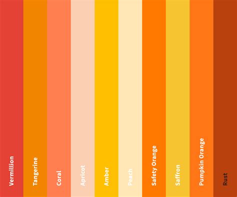 100+ Shades of Orange Color (Names, HEX, RGB, & CMYK Codes ...