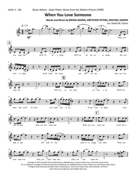 When You Love Someone (arr. David W. Cason) by Bryan Adams Sheet Music ...