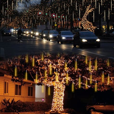 Vmanoo Solar String Lights Christmas Icicle Lights Meteor Rain ...