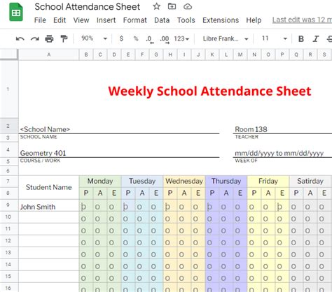 Google Sheets Attendance Template Free