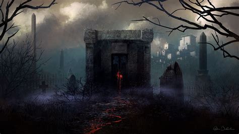 gothic, horror, fantasy world, dark theme, painting, graveyard, Fantasy ...