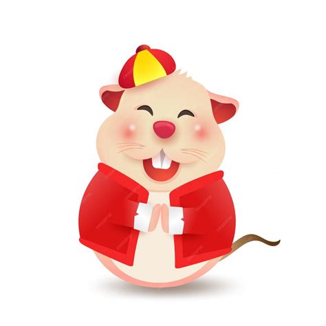 Premium Vector | Cartoon of the little rat personality with Chinese ...