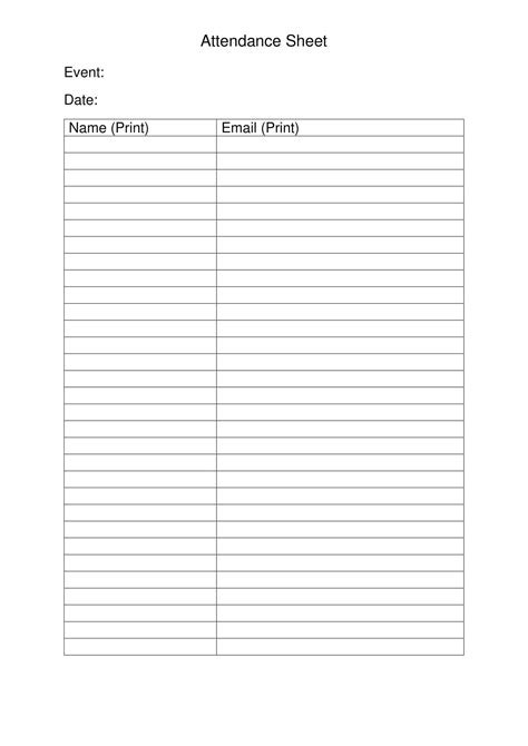 Free Printable Attendance Sheet Templates [Word, Excel, PDF]