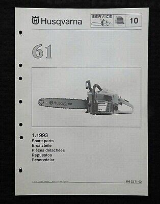 GENUINE HUSQVARNA MODEL 61 CHAINSAW PARTS LIST CATALOG MANUAL ORIGINAL ...