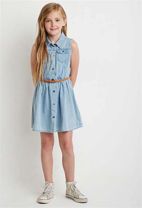 Girls Belted Denim Dress (Kids) | Forever 21 girls - 2000155119 ...