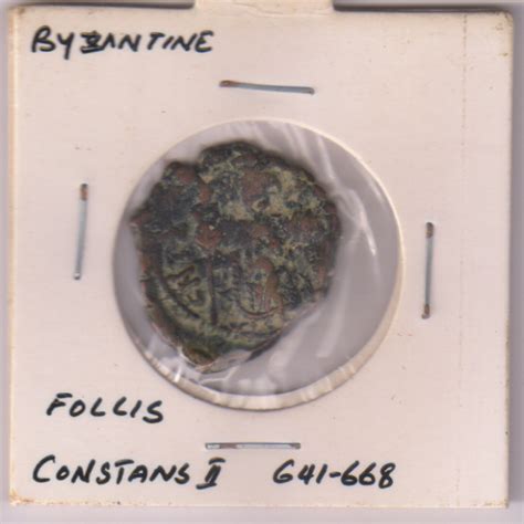 Byzantine - Follis , J Constands II 641 - 668 Ad ,Scarce copper coin B2 ...