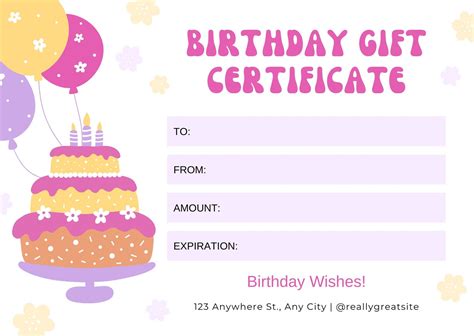 Birthday Gift Certificate Templates