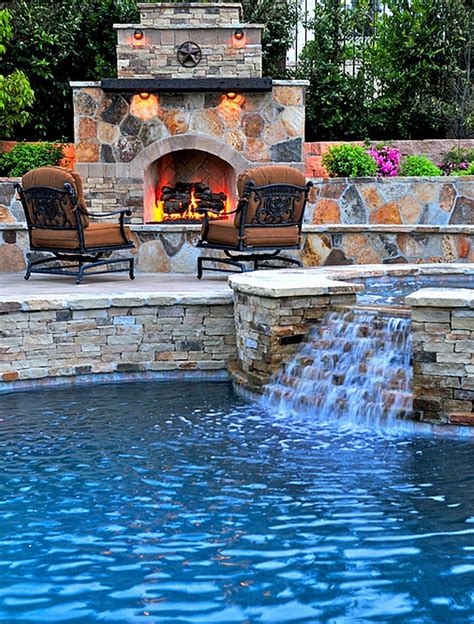 Custom pool, spa and fireplace brought together to create the perfect ...