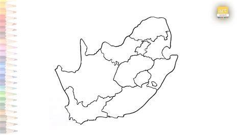 Map of South Africa With States | How to draw South Africa map step by ...