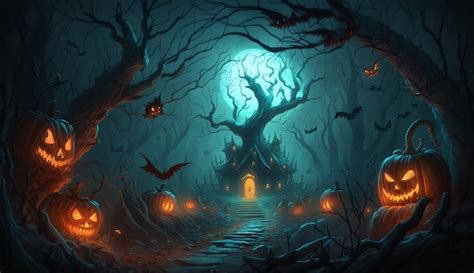 Premium AI Image | Halloween night in the forest wallpapers