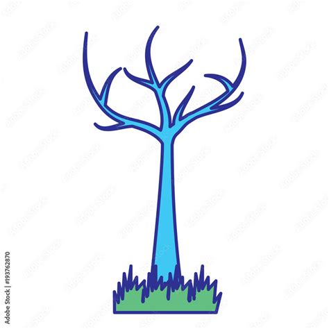 tree with dead branches dry ecology vector illustration blue green ...