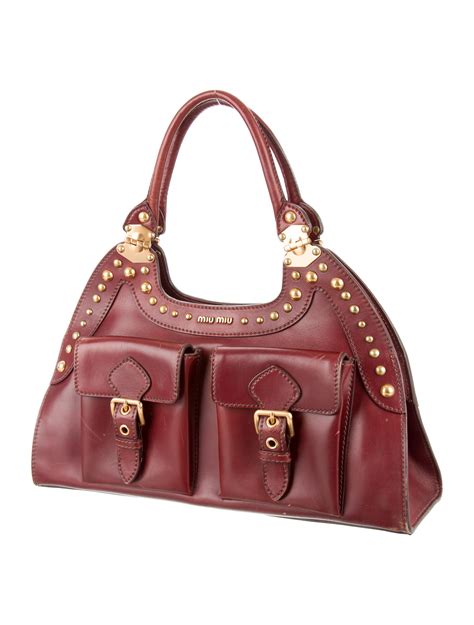 Miu Miu Studded Leather Shoulder Bag - Handbags - MIU47873 | The RealReal