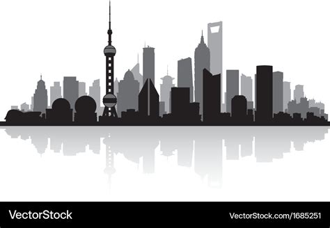 Shanghai china city skyline silhouette Royalty Free Vector