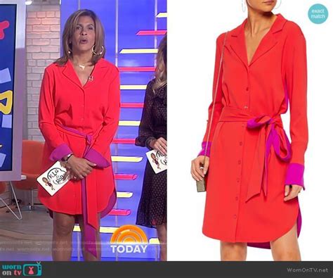 Hoda’s red contrast shirtdress on Today | Shirt dress, Clothes, Shirts