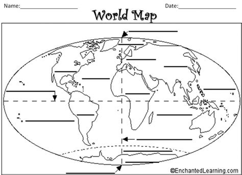 World Map Continents And Oceans Not Labeled