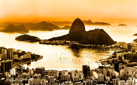 Brazil, Rio de Janeiro, city top view, coast, dawn, fog wallpaper ...