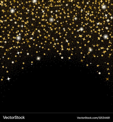 Gold confetti glitter on black background Vector Image