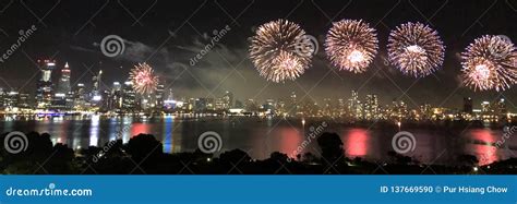 Perth City Fireworks stock photo. Image of city, australia - 137669590