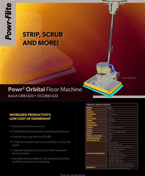 Sweepscrub Powr Flite Powr2 Orbital Floor Machine Specifications User ...