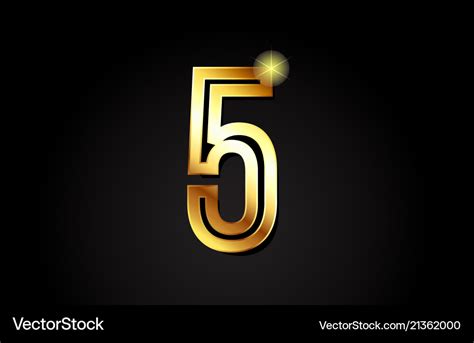 Gold number 5 logo icon design Royalty Free Vector Image