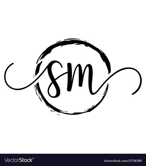 Sm initial handwriting logo Royalty Free Vector Image