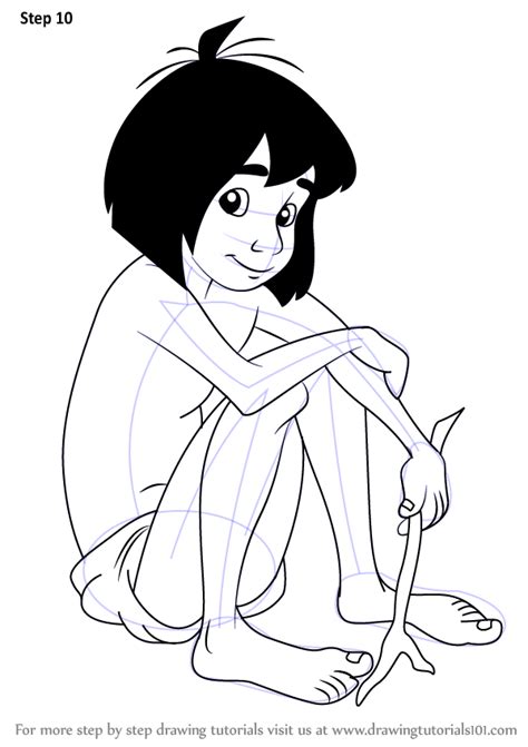 Step by Step How to Draw Mowgli from The Jungle Book ...