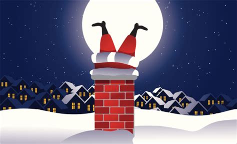 Santa Stuck In The Chimney Stock Illustration - Download Image Now - iStock