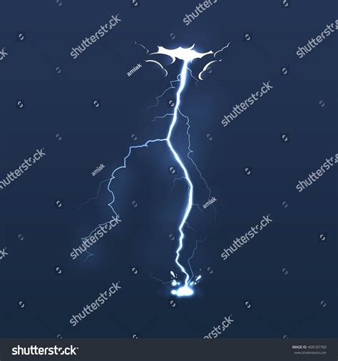 Lightning Strike Clouds Ground Stock Vector (Royalty Free) 458187760 ...