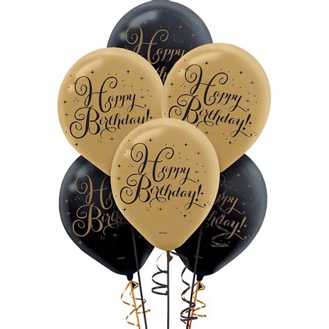 Black & Gold Birthday Balloons 15ct | Party City