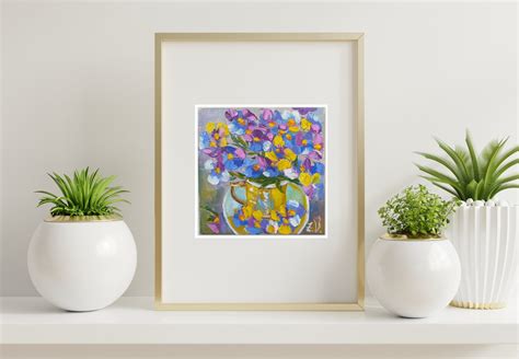 Pansy Painting Flower Original Art Bouquet Oil Painting Canvas - Etsy