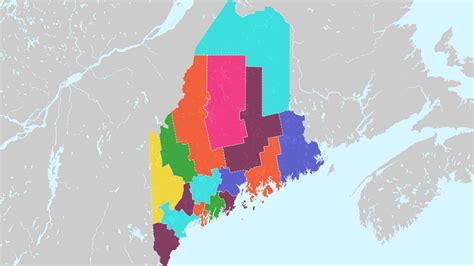 Counties of Maine Interactive Colorful Map