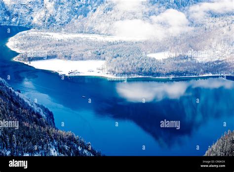 Lake Koenigssee in winter, Alps, Bavaria, Germany, Europe Stock Photo ...